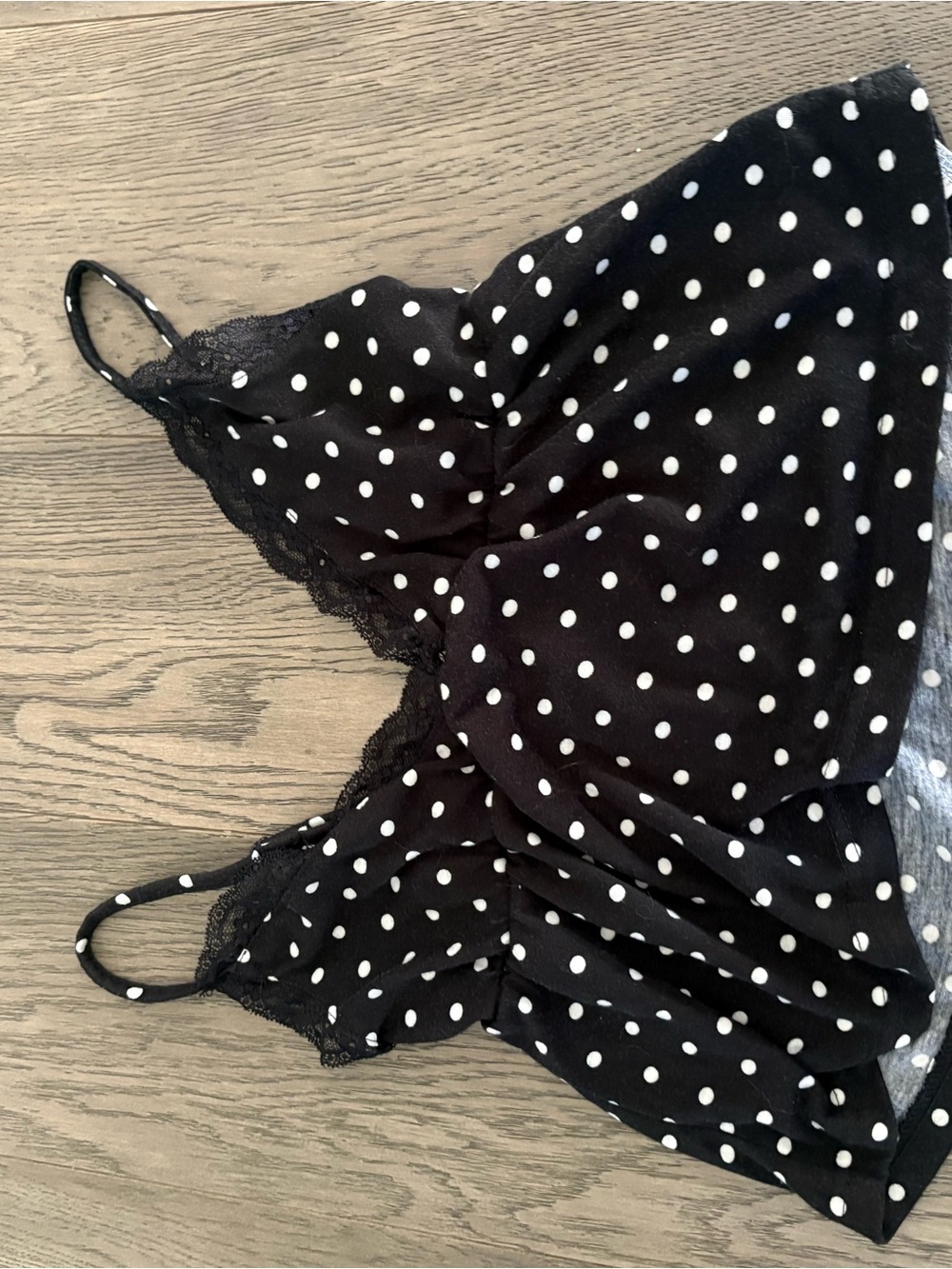 SHEIN Black & White Polka Dot Lace Trim Slip Camisole